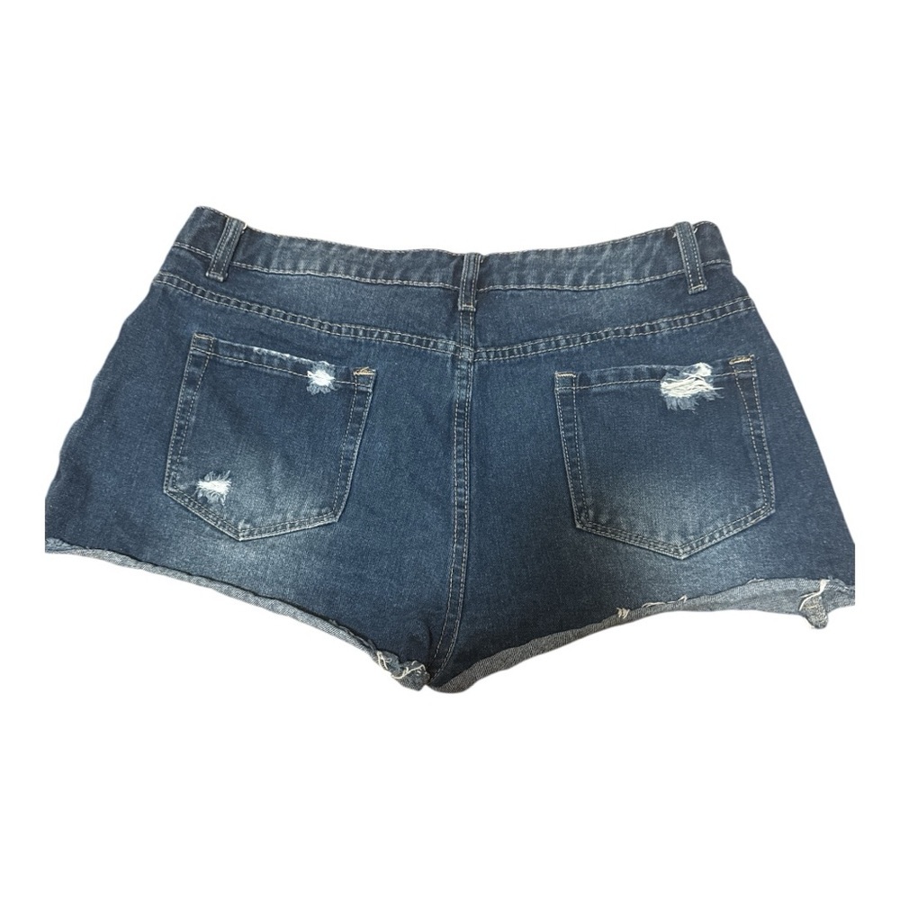 Denim Distressed Jean Shorts button down Cutoffs Women's Size XL - Picture 2 of 3